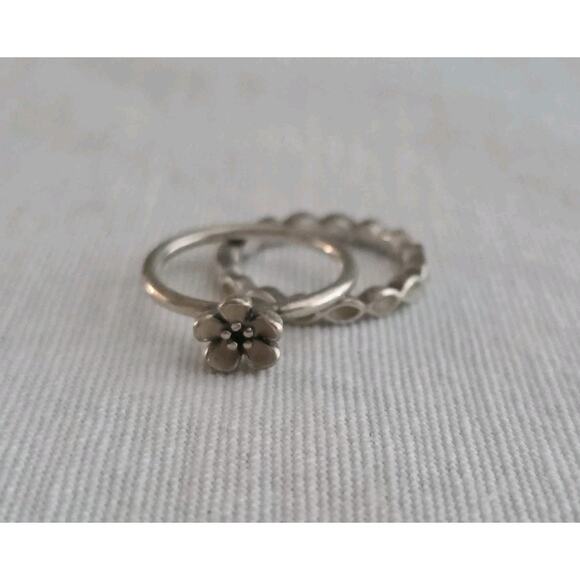 Authentic Pandora Rings & Earrings Cherry Blossom Ring Set Studs Sterling Silver - Picture 5 of 15